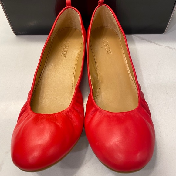 J. Crew Factory Anya Leather Ballet Flats - Red - Picture 1 of 10